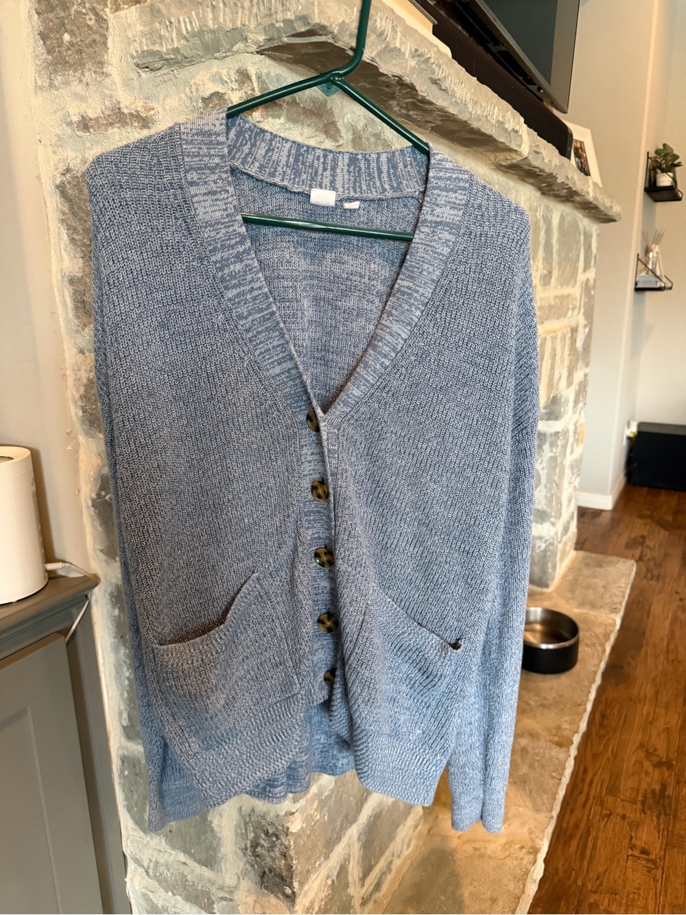 GAP Light Blue Knit V-Neck Button Cardigan